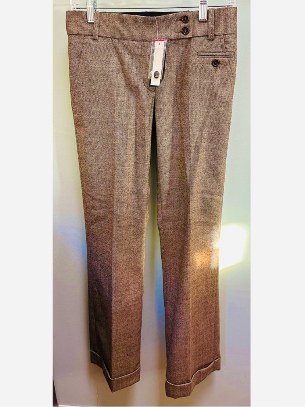 BCBG Max Azria Women’s Tweed Pants Size 0 Cuffed Trouser Java W 30” I 33” NWT
